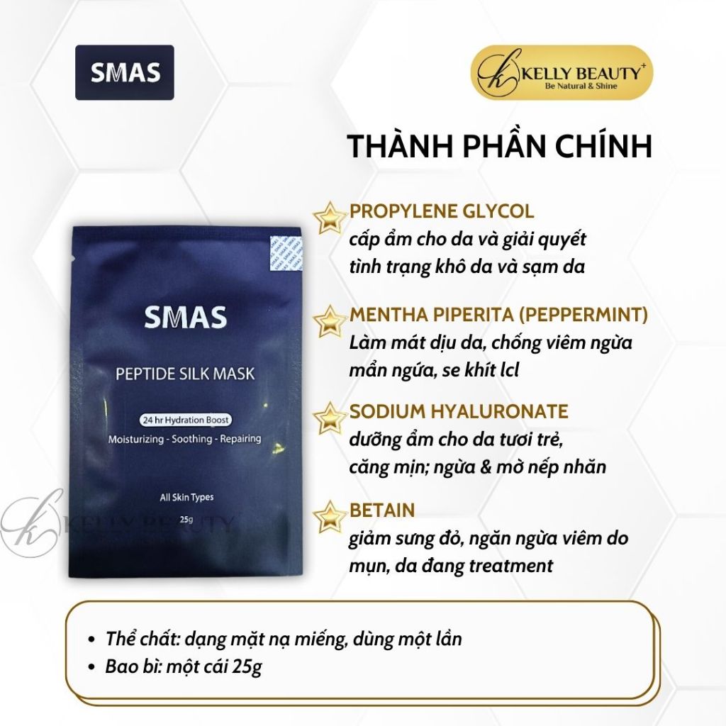 Mặt Nạ Làm Dịu, Phục Hồi Da SMAS Peptide Silk Mask | Kelly Beauty