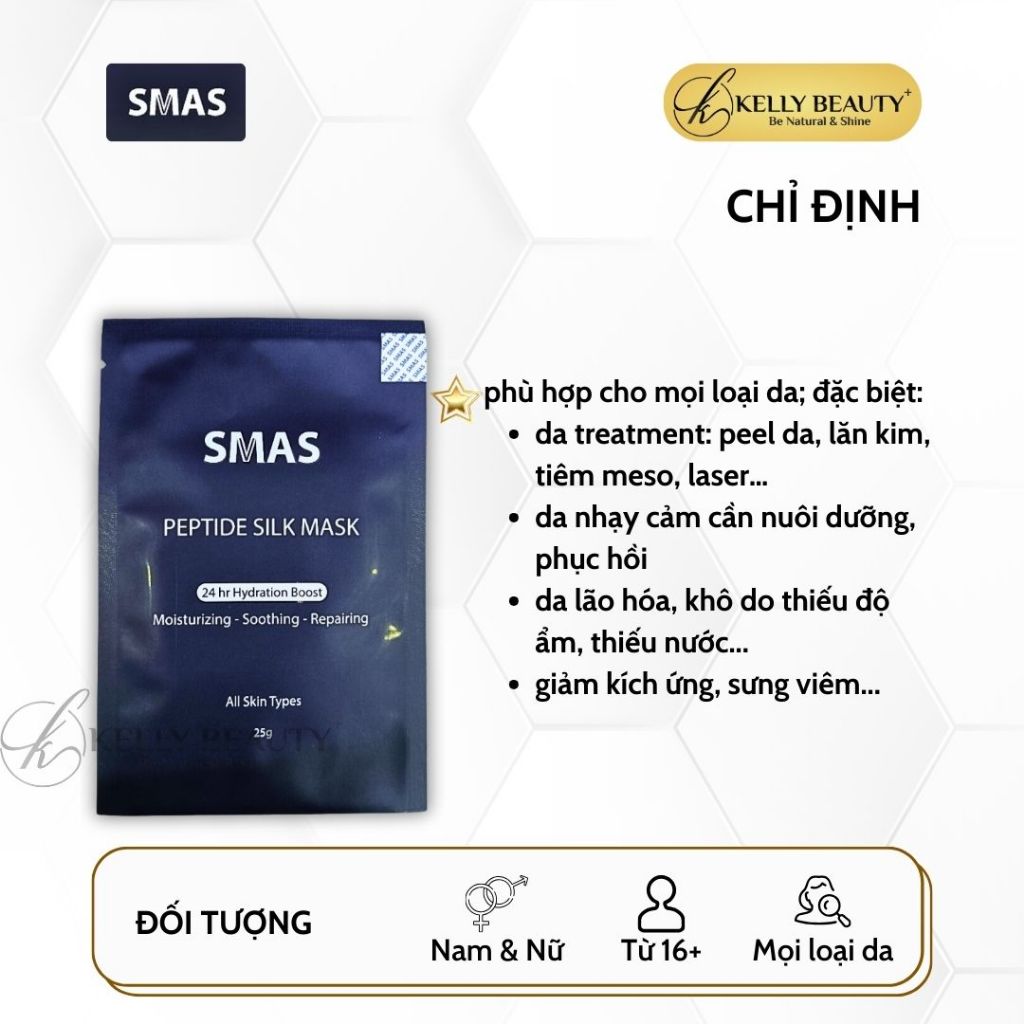 Mặt Nạ Làm Dịu, Phục Hồi Da SMAS Peptide Silk Mask | Kelly Beauty