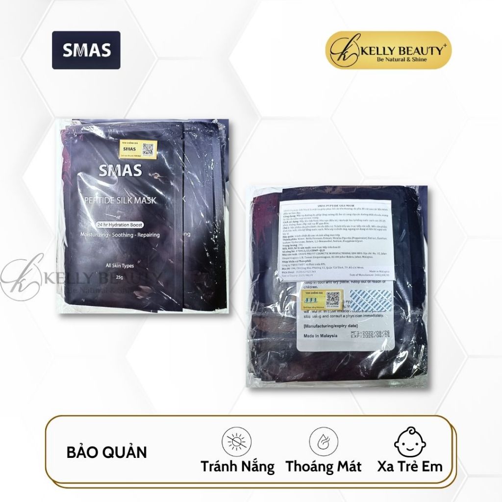 Mặt Nạ Làm Dịu, Phục Hồi Da SMAS Peptide Silk Mask | Kelly Beauty