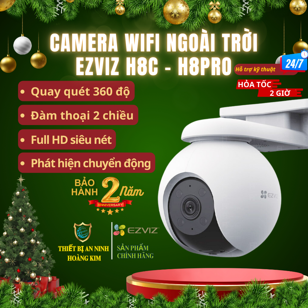 Camera wifi ngoài trời quay quét Ezviz H8 Pro 2K 3MP 3K 5MP H8C 2MP 4MP - Xoay 360 Độ, Đàm thoại 2 Chiều,Màu Ban Đêm