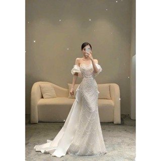  Đầm cưới  đi bàn  cô dâu dạ hội kim sa đính hạt siêu xinh full size s m l xl  hàng có sẵn   video thật 100%  