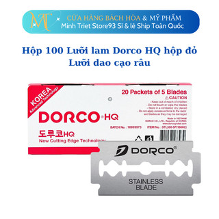 Hộp 100 lưỡi dao lam Dorco HQ, lưỡi dao cạo râu