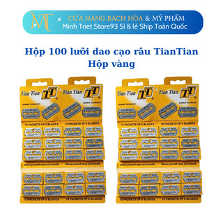 Hộp 100 lưỡi lam, lưỡi dao cạo râu TianTian hộp vàng