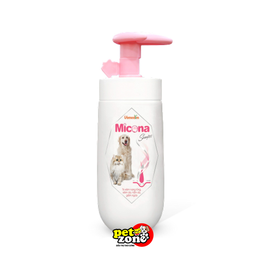 Sữa tắm trị viêm da, nấm da, viêm nang lông cho chó mèo Vemedim Micona 120ml - 200ml