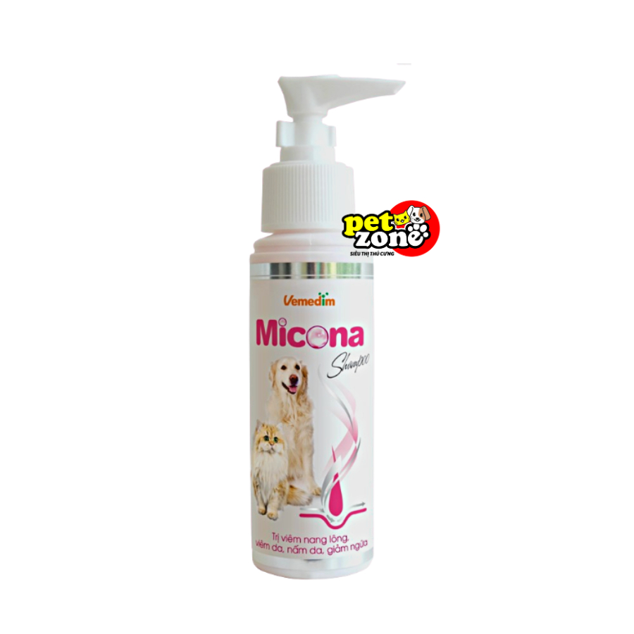 Sữa tắm trị viêm da, nấm da, viêm nang lông cho chó mèo Vemedim Micona 120ml - 200ml
