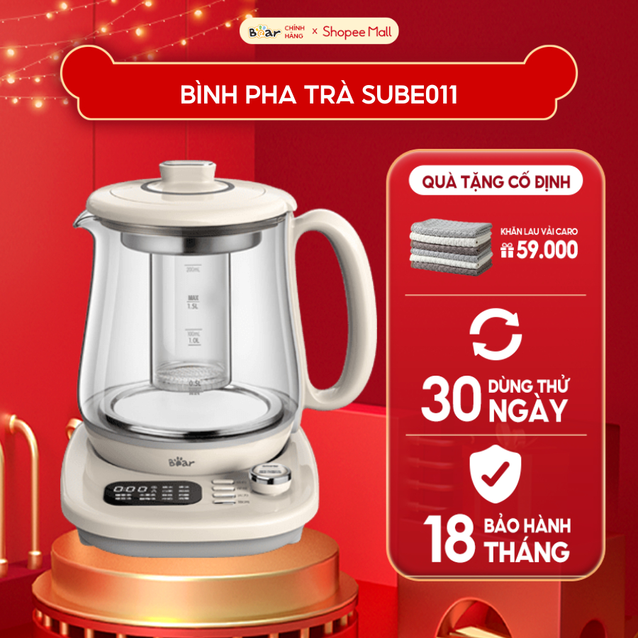 Máy Pha Trà Bear 12 Chế Độ Khử Clo An Toàn Đa Năng Chưng Yến, Pha Sữa, Hâm Sữa Cho Bé - Sube011