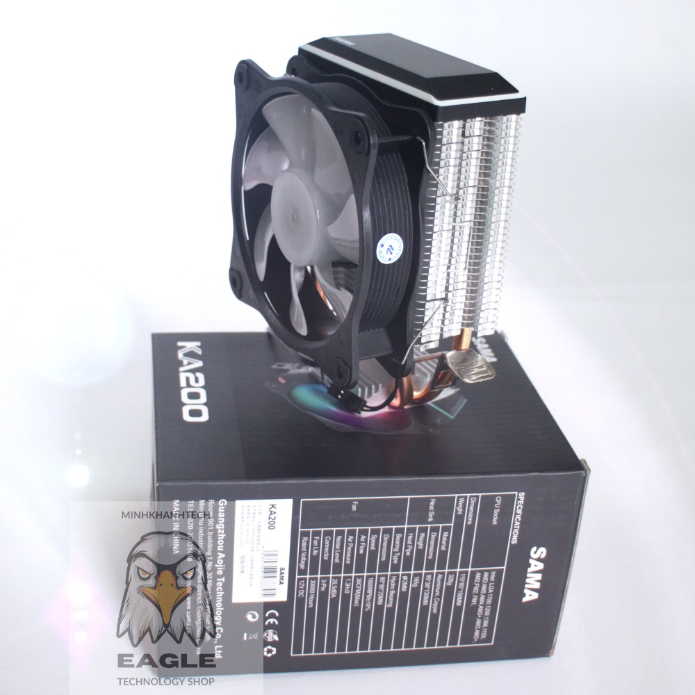 Tản Nhiệt Khí, Tản Nhiệt CPU SAMA KA200D LED, Chính Hãng, Full Hộp, Có Kèm Keo Tản Nhiệt