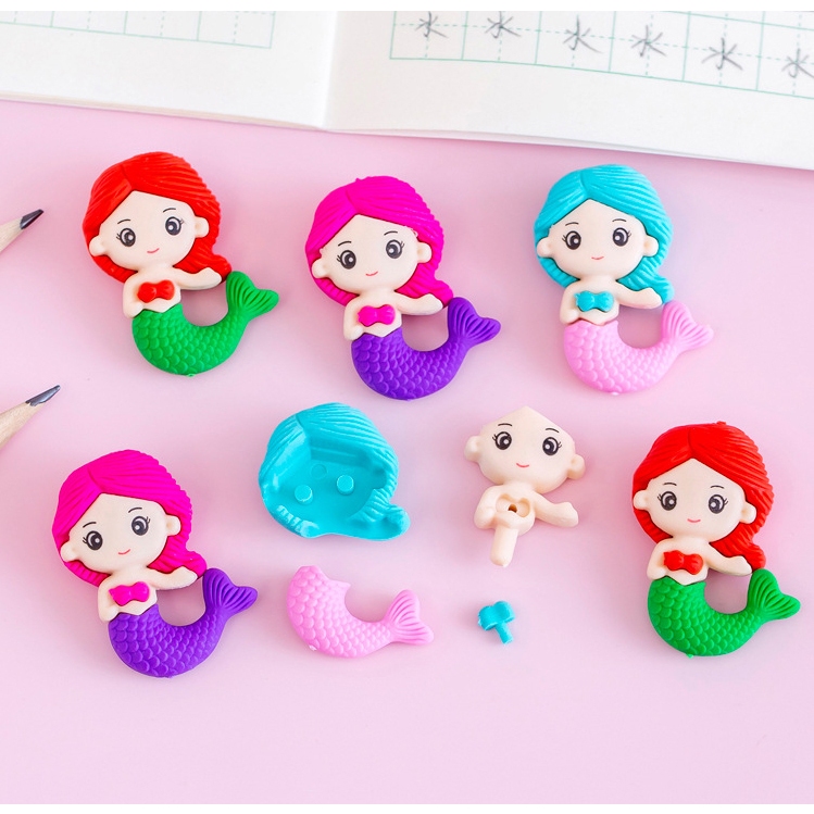 Cục tẩy bút chì hình Nàng tiên cá SIÊU SẠCH Cực Dễ Thương 4B tiện lợi cho học sinh
