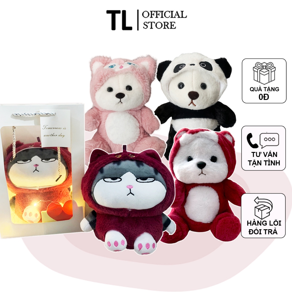 (Hoả tốc) Set quà tặng kèm túi đựng Gấu bông cao cấp mềm mịn tặng bạn gái, người thân siêu xinh