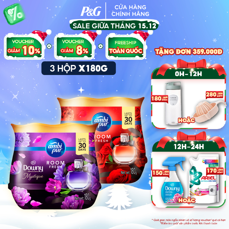 Combo 3 Hộp Sáp Thơm AMBIPUR Luxe 180G MỚI! Hương Đam Mê/ Huyền Bí