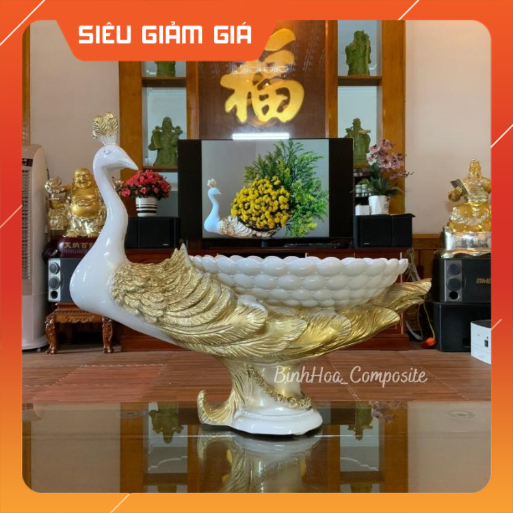 Bình hoa con công,chất liệu nhựa composite,mã BH213,bình cắm hoa đẹp,bình hoa decor TILITO