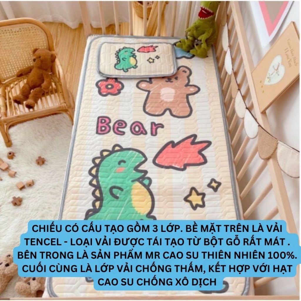 Chiếu Điều Hoà CAO SU Non In Hình 5D Siêu Mát Mềm Mịn Cho Bé