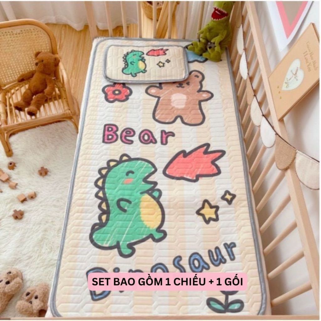 Chiếu Điều Hoà CAO SU Non In Hình 5D Siêu Mát Mềm Mịn Cho Bé