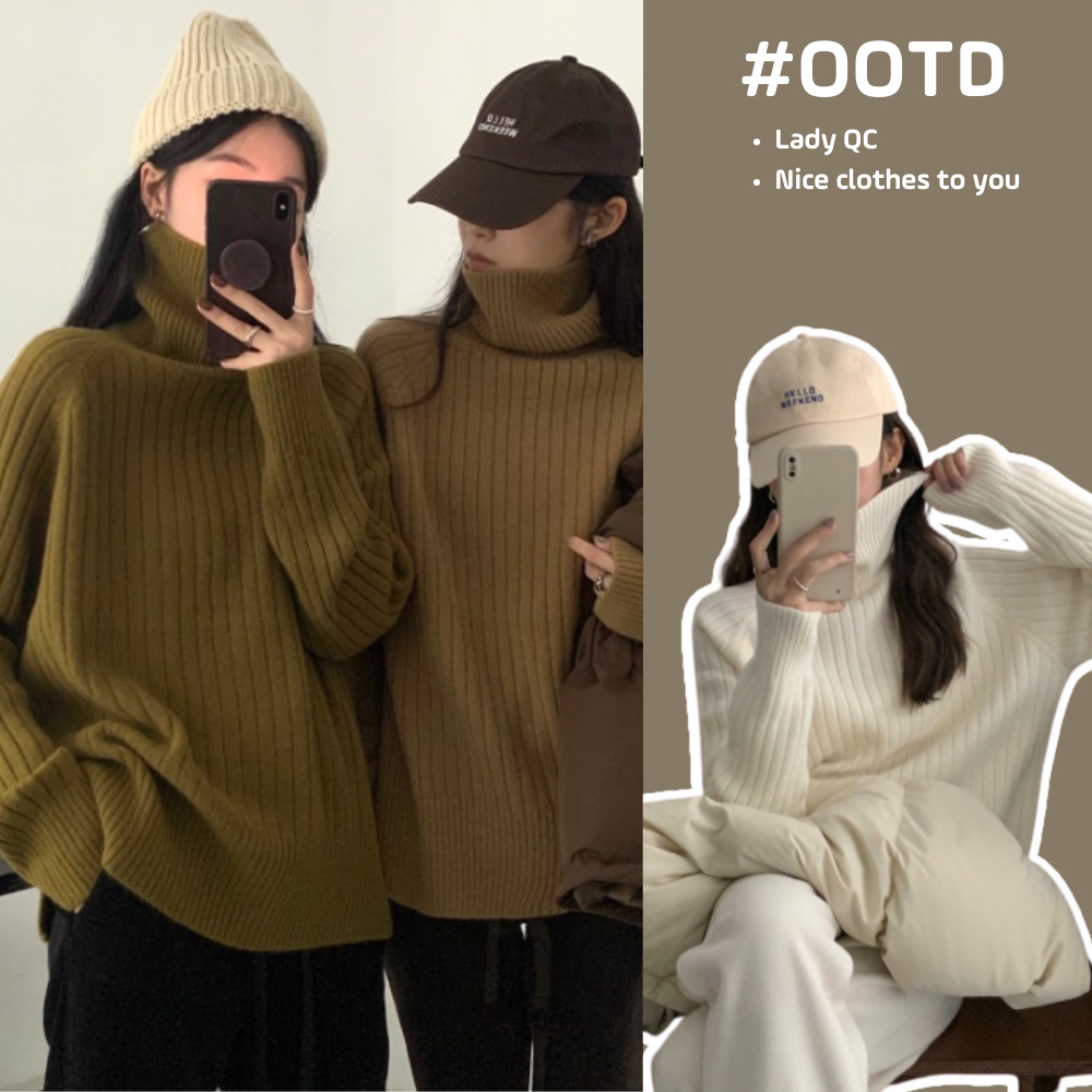 Áo len cổ lọ chất len dệt kim mềm mại siêu ấm nhiều màu hàng quảng châu loại 1 dày ullzang hàn quốc ladyquangchau