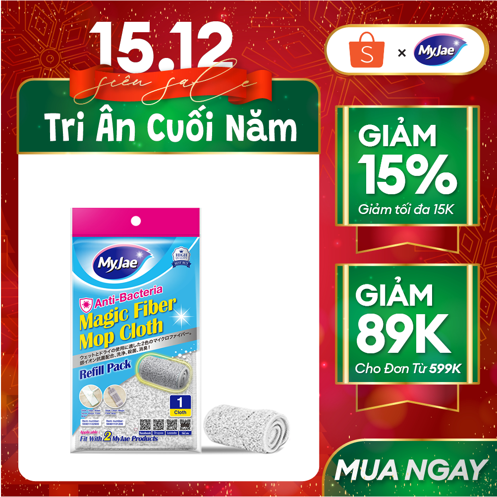 Bông Lau Thay Thế MyJae Đài Loan Sợi Fiber Cho Cây Lau Nhà Tự Vắt Kháng Khuẩn Và Cây Lau Nhà Phun Sương 33.5 x 10.5 cm