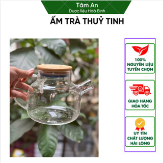 Ấm pha trà chịu nhiệt nắp gỗ 1lít GPH 20 - Ấm trà thủy tinh lưới lọc nắp inox 1lít  sang trọng , bình ủ trà cao cấp