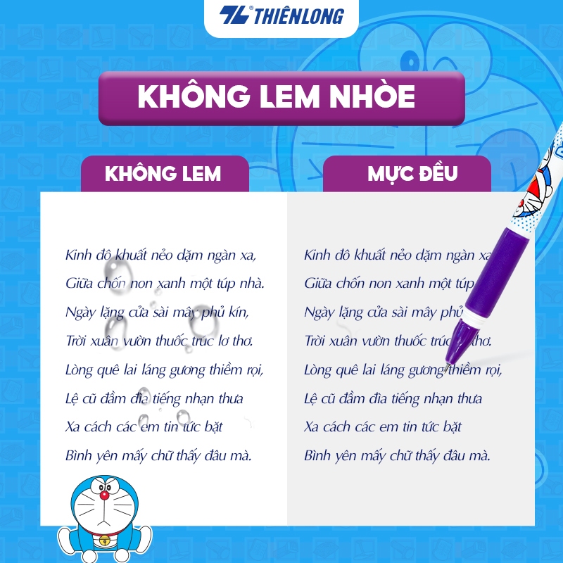 Combo 5/10/20 Bút Gel Thiên Long Doraemon GEL-012/DO ngòi 0.5mm mực xanh/đỏ/đen/tím thân bút in hình nhân vật Doraemon