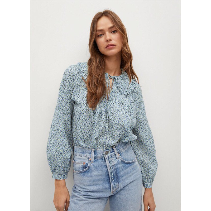 Áo cổ babydoll size S Mango auth useds thanh lí