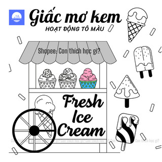 Tranh tô màu chủ đề kem - set 10 tranh