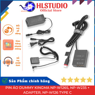Pin ảo dummy kingma np-w126s, np-w235 + adapter, np-w126 type c - cho máy ảnh fujifilm hl studio