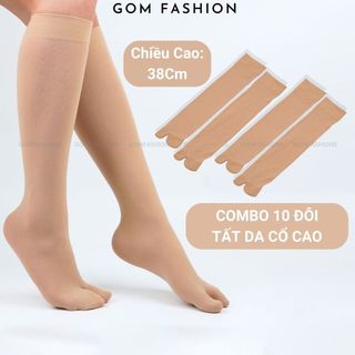 Set 10 đôi tất nữ xỏ ngón cổ cao G.V.G chống nắng, chất liệu cotton hút ẩm khử mùi thoáng mát  -LISU-TATNGON-GVG-CB10