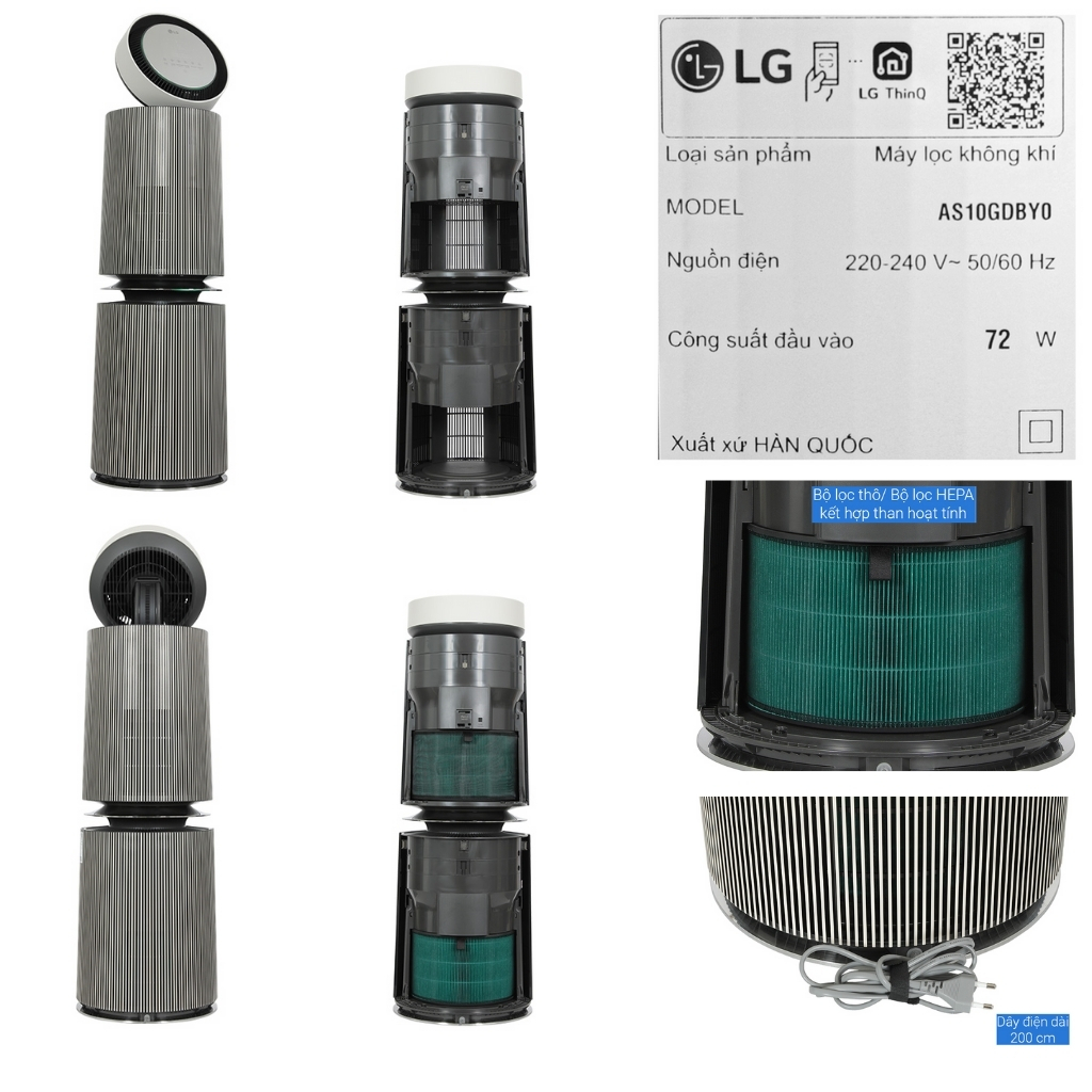 Máy lọc không khí LG PuriCare360 Alpha PET AS10GDBY0 | Lọc không khí AS10GDBY0 360˚ khử mùi hôi thú cưng cho phòng 104m²