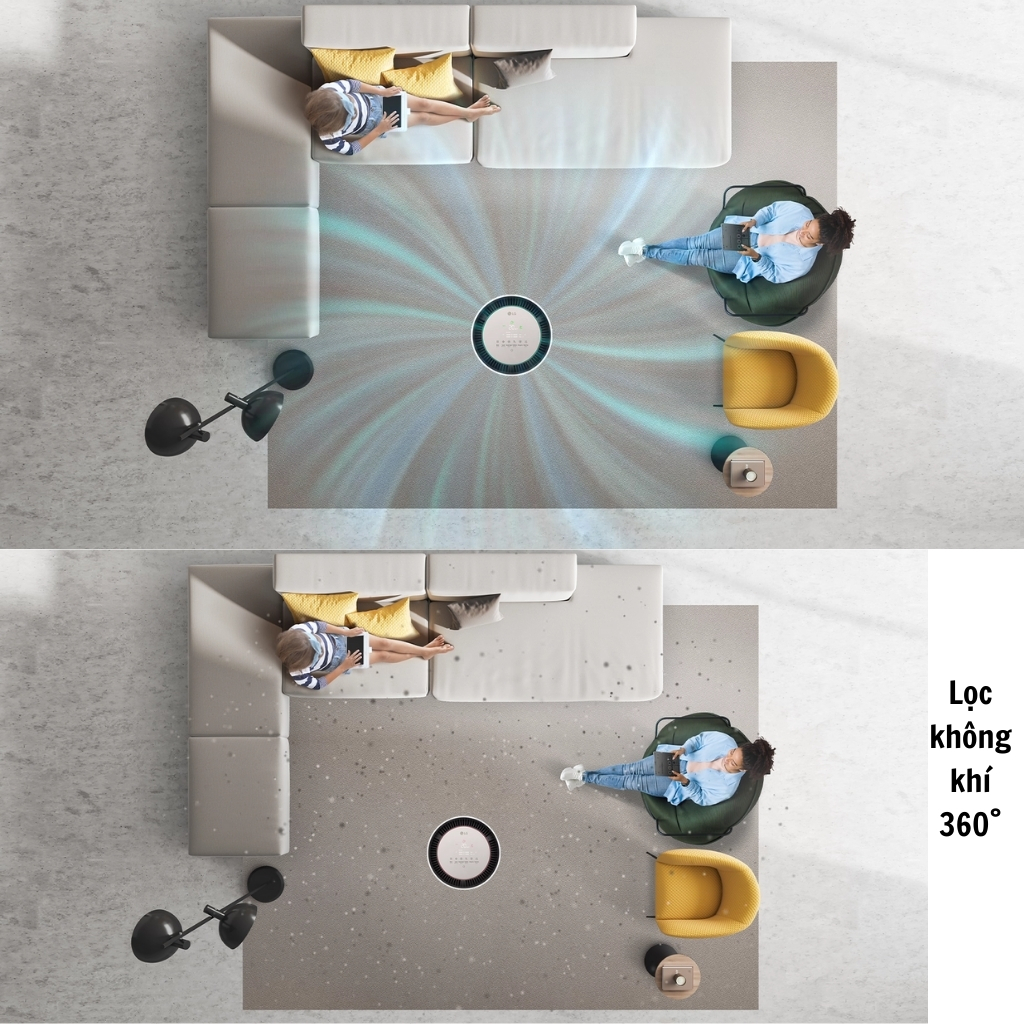Máy lọc không khí LG PuriCare360 Alpha PET AS10GDBY0 | Lọc không khí AS10GDBY0 360˚ khử mùi hôi thú cưng cho phòng 104m²