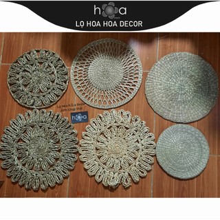 Tấm lót cói,thảm cói,tấm cói hình tròn vintage Lót bình hoa,decor trang trí đạo cụ chụp ảnh.LOHOAHOADECOR