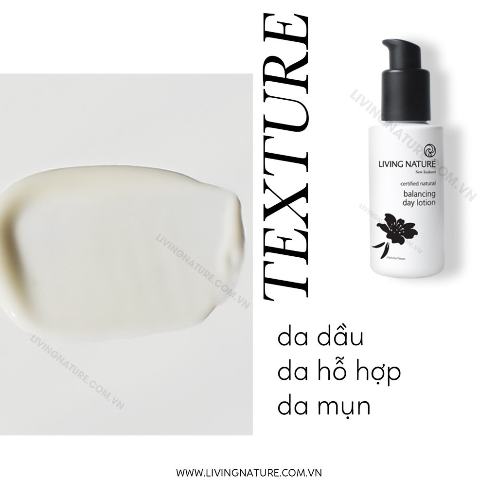 Lotion dưỡng ẩm da dầu mụn Living Nature Balancing Day Lotion