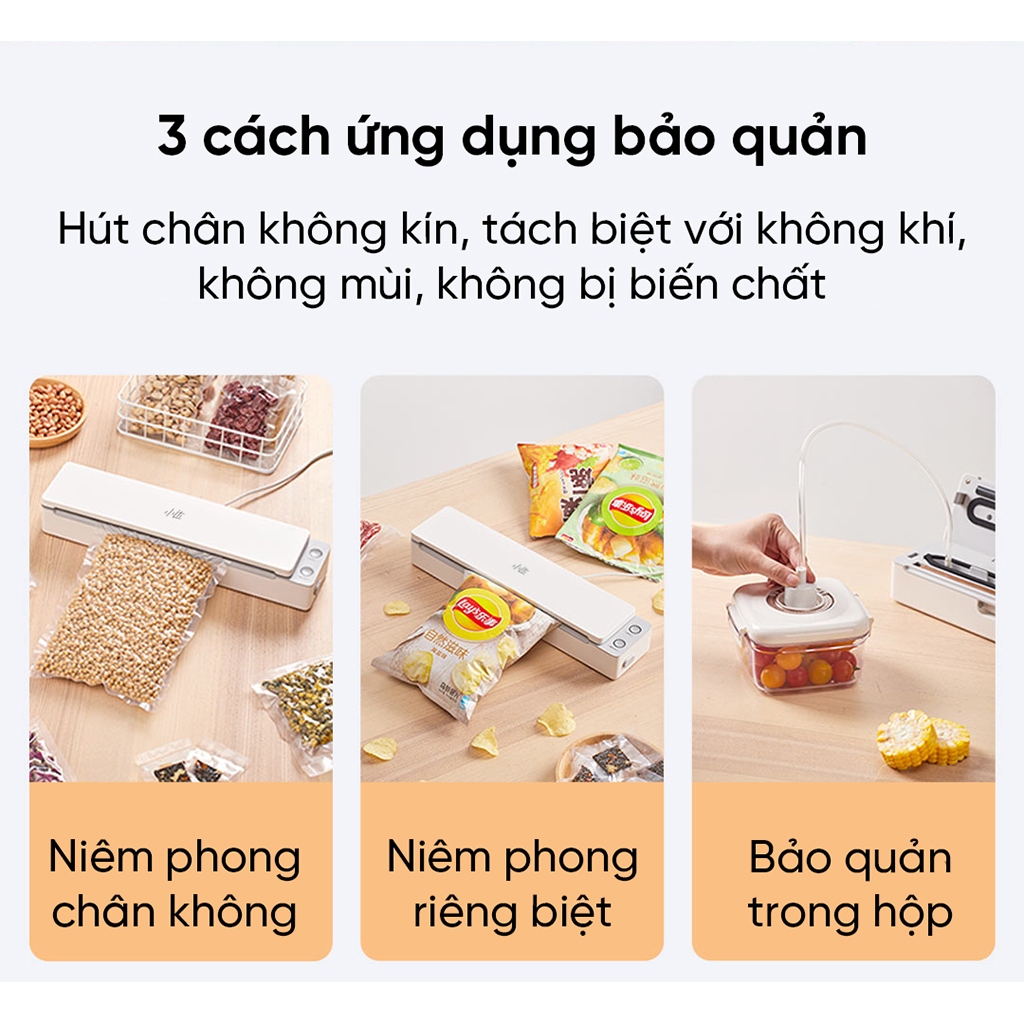 Máy Hút Chân Không Xiaomi Xiaoda XD-ZKFKJ01 - Máy Hút Chân Không, Hàn Miệng Túi, Khử Khuẩn Thực Phẩm Bằng Tia UV
