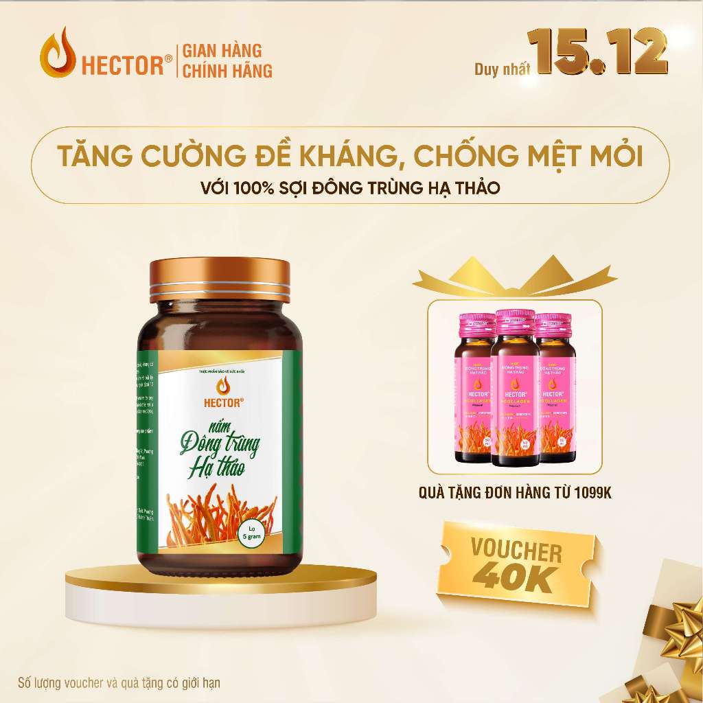 Hộp Nấm Đông Trùng Hạ Thảo HECTOR Sấy Thăng Hoa 5gr