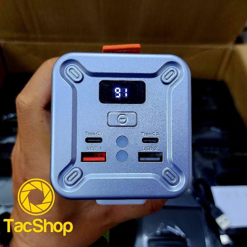 Pin dự phòng sạc siêu nhanh 100W WEKOME WP-08 50000mAh sạc laptop có đèn pin TypeC Out 100W/60W và USB 22.5W Chính Hãng