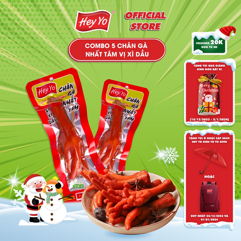 Combo 5 Chân Gà cay Nhất Tâm Xì Dầu Hey Yo 40g hàng Việt Nam thơm ngon chất lượng