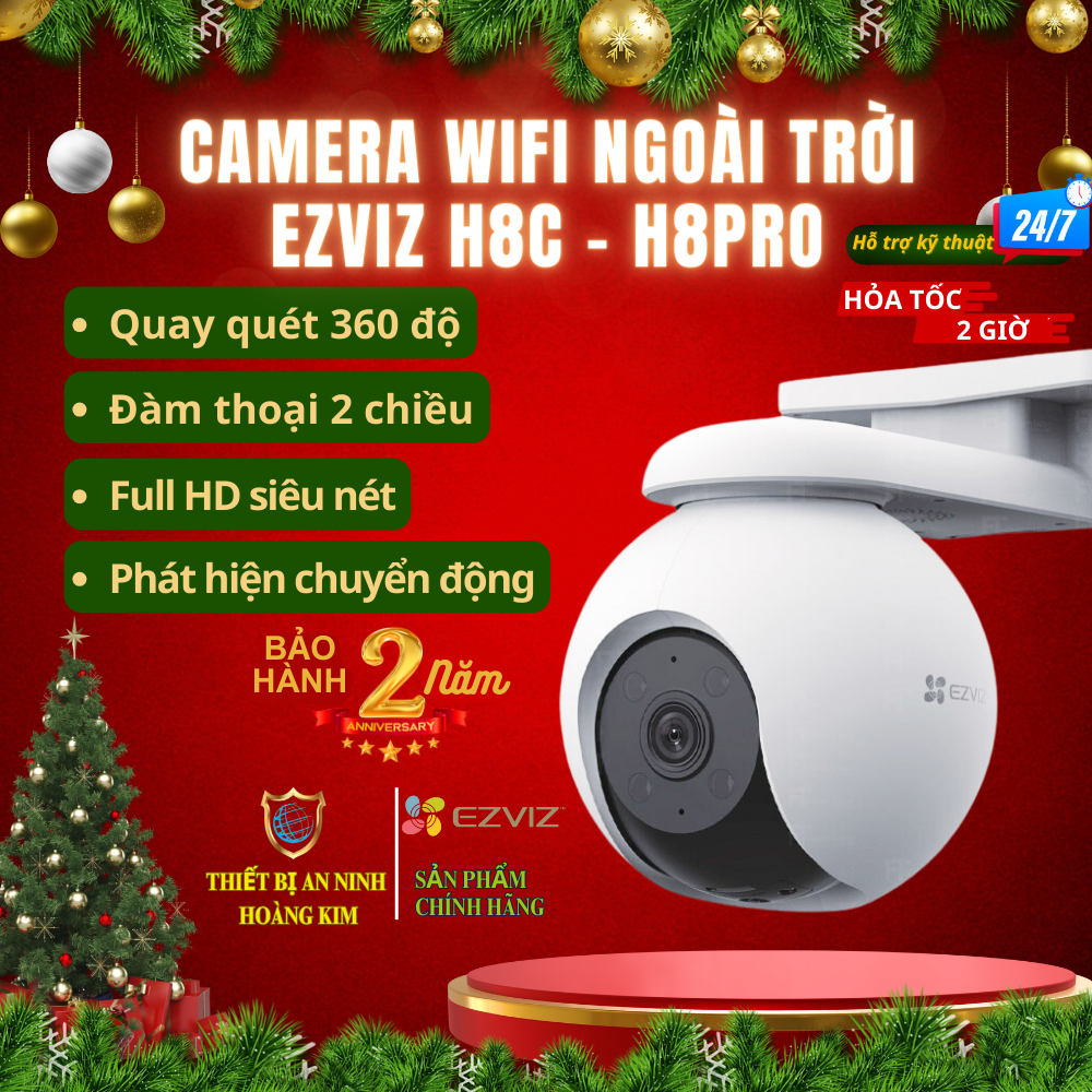 Camera wifi ngoài trời quay quét Ezviz H8 Pro 2K 3MP 3K 5MP H8C 2MP 4MP - Xoay 360 Độ, Đàm thoại 2 Chiều,Màu Ban Đêm