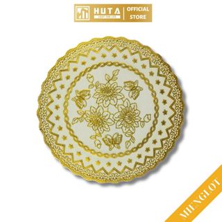 Miếng Lót Đèn Ngủ Để Bàn HUTA Hình Tròn, Nhựa PVC, Màu Vàng Nhiều Hoa Văn