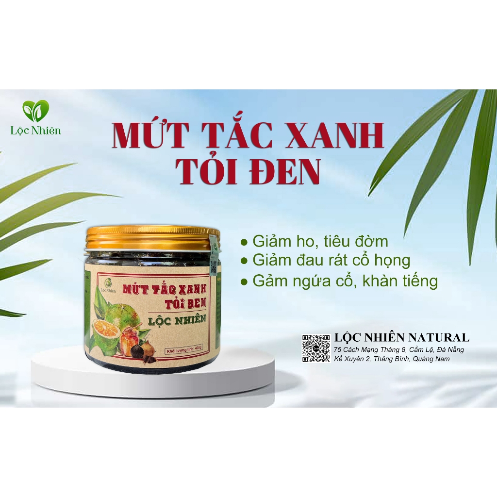 (Chính Hãng) MỨT TẮC XANH TỎI ĐEN LỘC NHIÊN - 400gm ( Đã Kiểm Định )