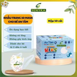 Hộp 50 cái Khẩu trang 3d cho bé khẩu trang trẻ em kháng khuẩn ngăn bụi chính hãng An Tâm _  AT3D10C