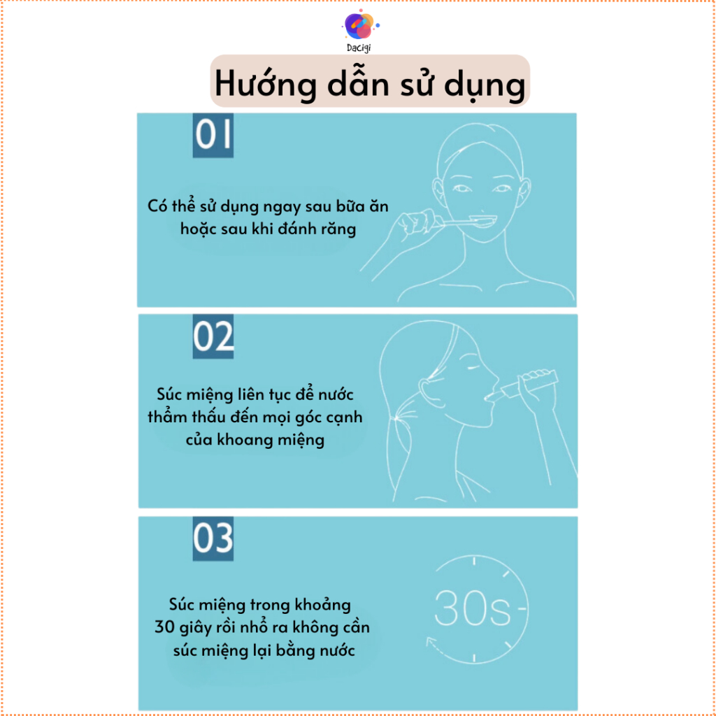 Nước súc miệng hương trái cây, thơm miệng sạch sẽ thơm tho, dạng gói - Dacigi