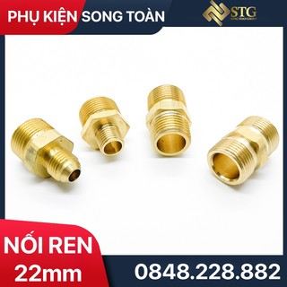 Ren Ngoài 22mm + Thu Ren Ngoài BSP Kép Nối  - Bằng Đồng Thau - Dùng Cho Dây Áp Lực Cao Của Máy Rửa Xe & Thiết Bị Hơi