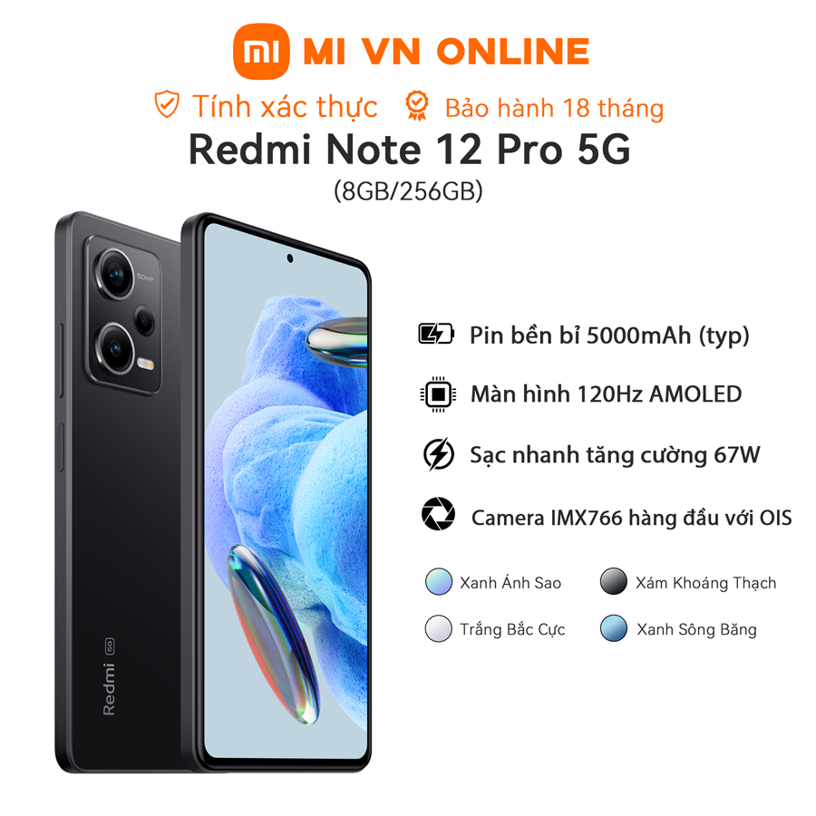 Điện thoại Xiaomi Redmi Note 12 Pro 5G 8GB+256GB| 6.67" FHD| MediaTek Dimensity 1080| Sạc nhanh 67W
