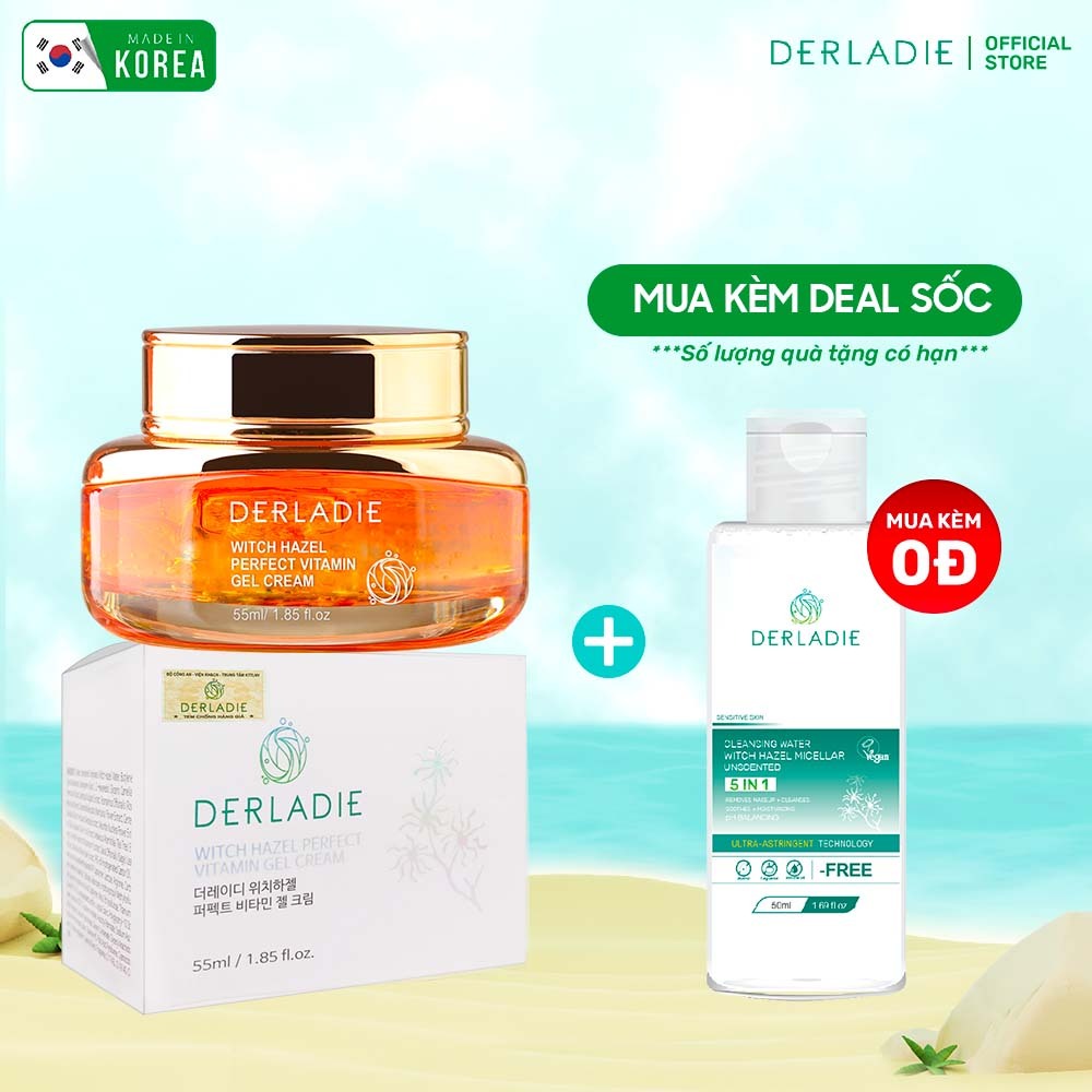 Kem dưỡng Derladie Witch Hazel Perfect Vitamin Gel Cream ngừa mụn, giảm thâm, làm đầy sẹo rỗ 55ml