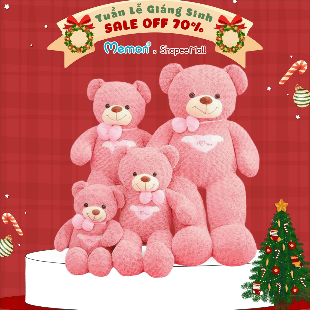 Gấu Bông Teddy Angel Hồng Cao Cấp Memon