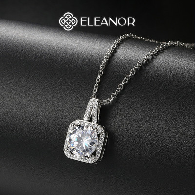 Dây chuyền nữ titan Eleanor Accessories hình vuông đính đá phụ kiện trang sức 6990
