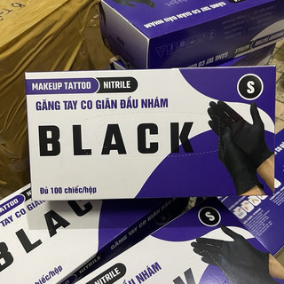 Găng tay đen không bột, bao tay đen co dãn tốt