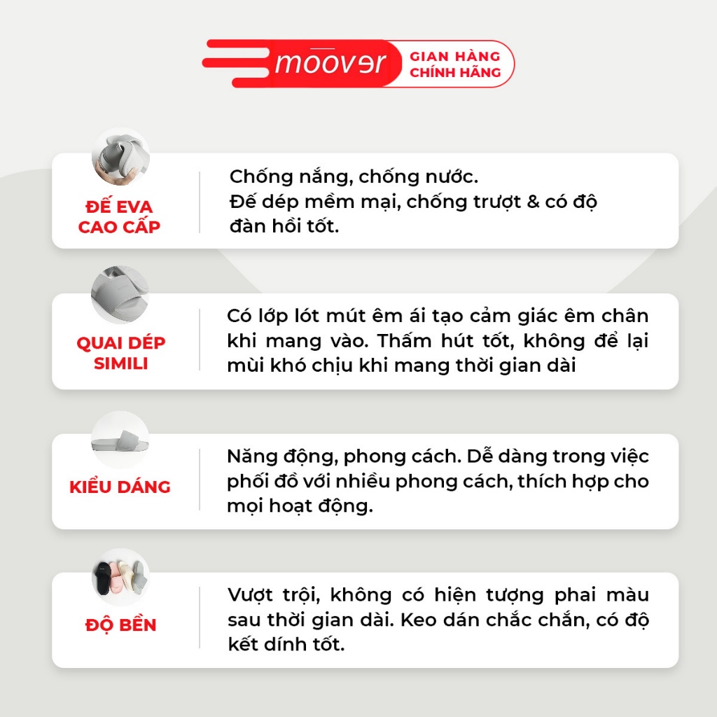Dép quai ngang logo MOOVER basic dép unisex slipper cá tính êm chân