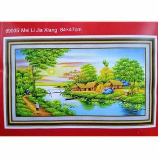 Tranh thêu chữ thập Phong cảnh nông thôn (chưa thêu) 89005