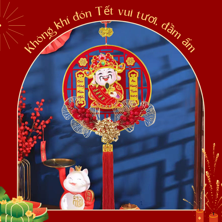 Dây Liễn Ông Thần Tài kim tiền lắc đầu treo tường xuân Giáp Thìn 2024 - Liễn dây khánh treo Tết đón tài lộc  BR 02112