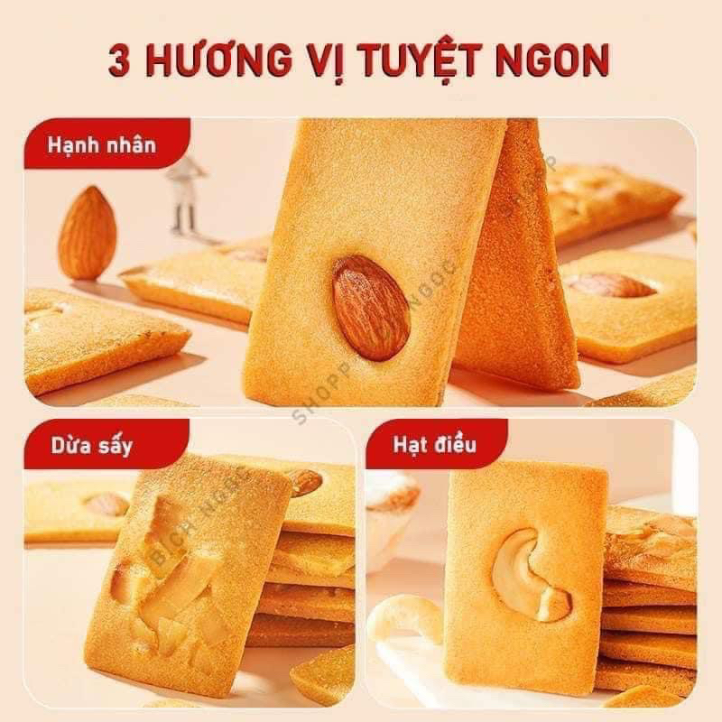 Bánh quy giòn mix hạt dinh dưỡng thơm ngon, hạt hạnh nhân, hạt điều, dừa sấy giòn bùi – 1 thùng 380g