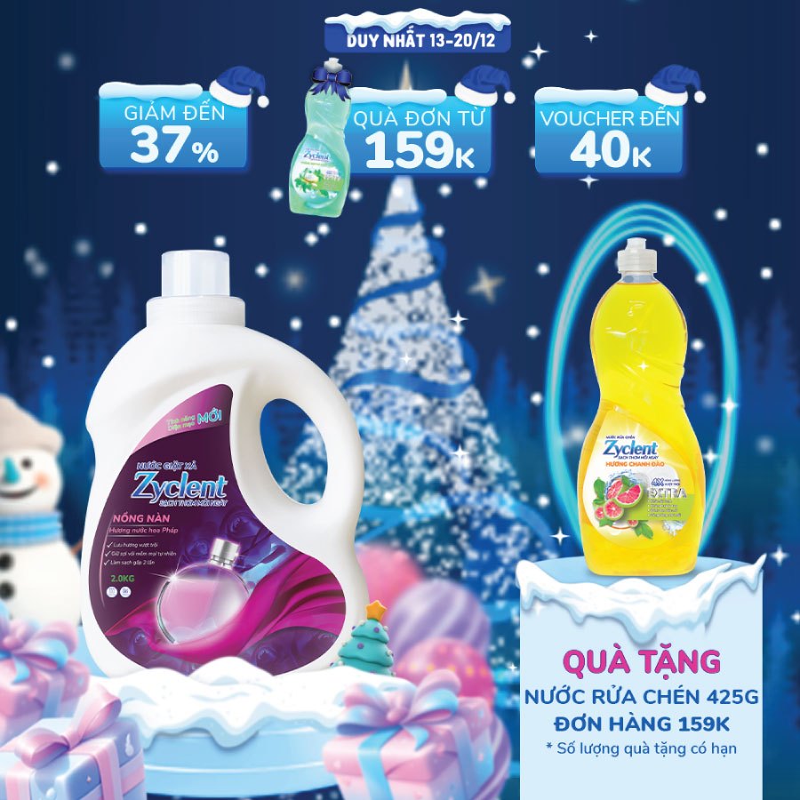 Nước Giặt Xả Zyclent Nồng Nàn - Hương Nước Hoa Pháp - 2kg