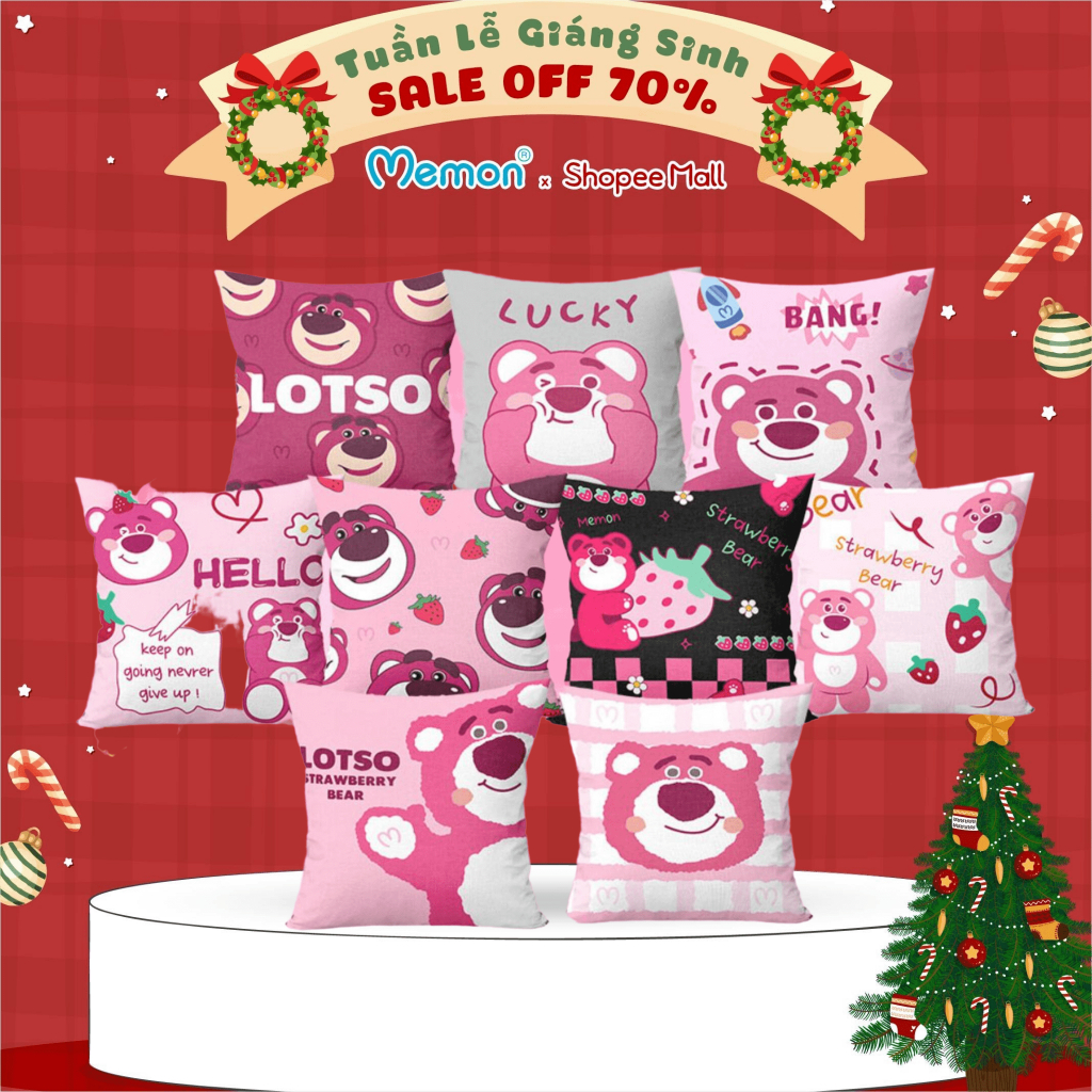 Gối Tựa Lưng Vuông Lotso Huggin Bear Nhồi Gòn Cao Cấp Memon